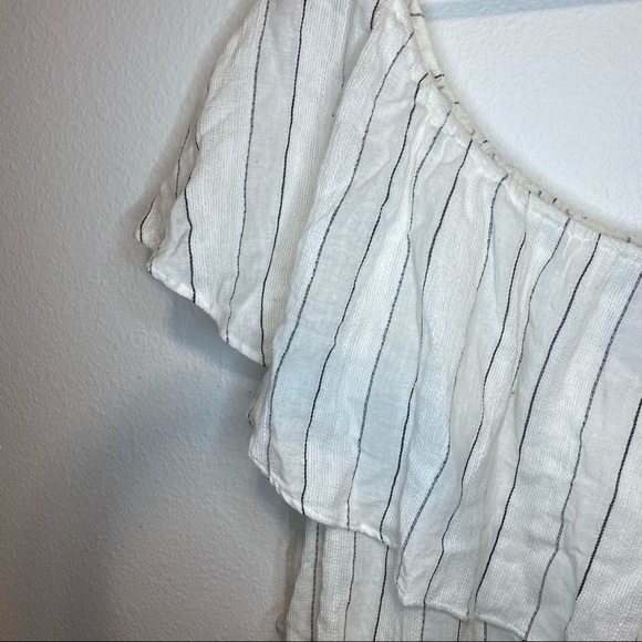 NWT Sanctuary White Black Stripe One Shoulder Top - Picture 2 of 6